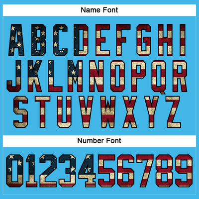 Custom Sky Blue Vintage USA Flag Black-Maroon Hockey Lace Neck Jersey