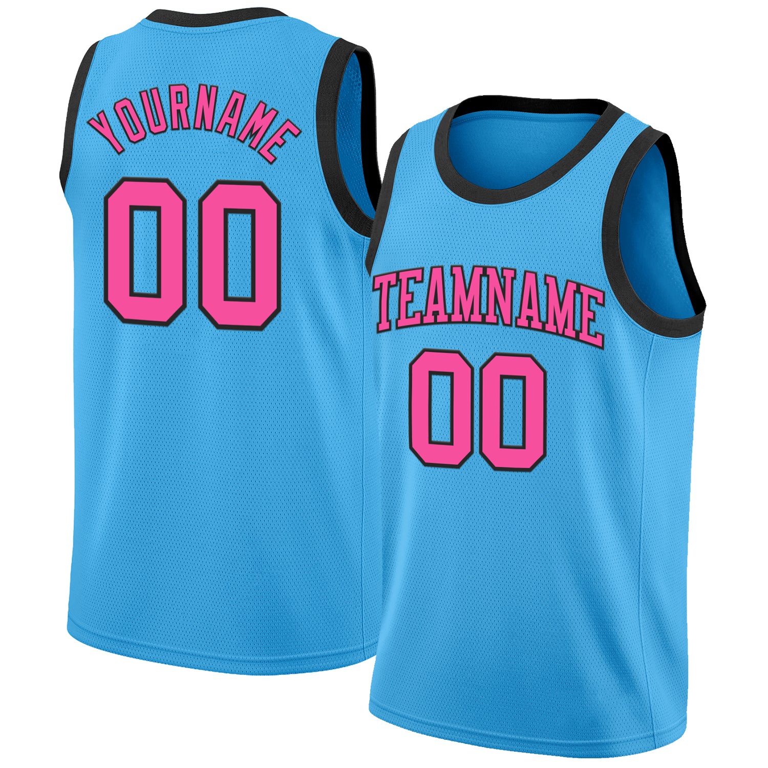 Custom Sky Blue Pink-Black Authentic Basketball Jersey