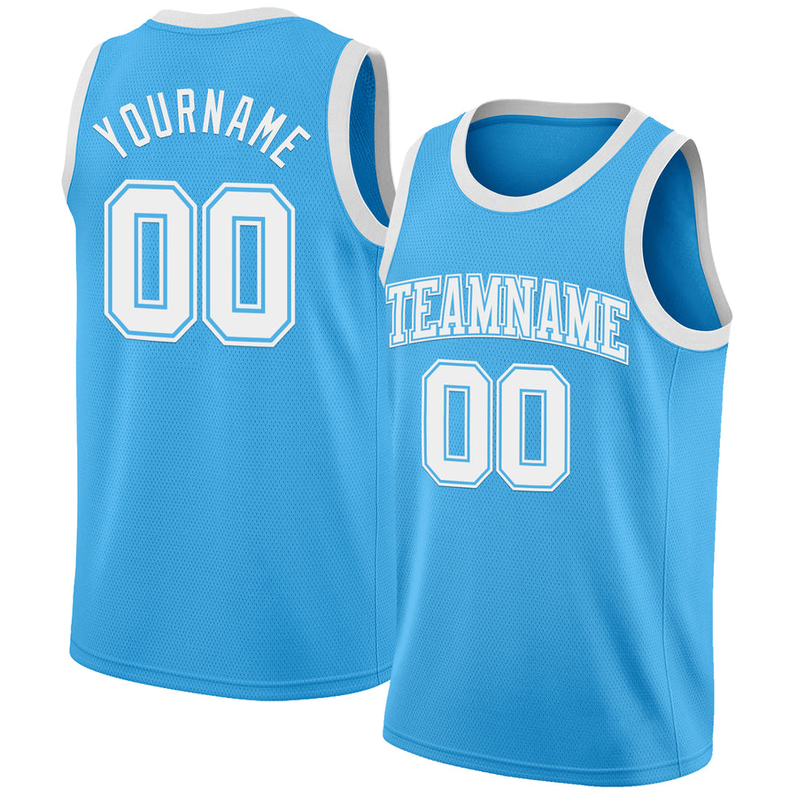 Custom Sky Blue White Authentic Basketball Jersey