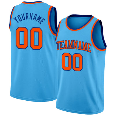 Custom Sky Blue Orange-Royal Authentic Basketball Jersey