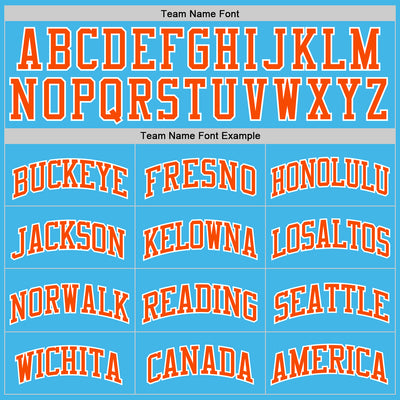 Custom Sky Blue Orange-White Authentic Basketball Jersey