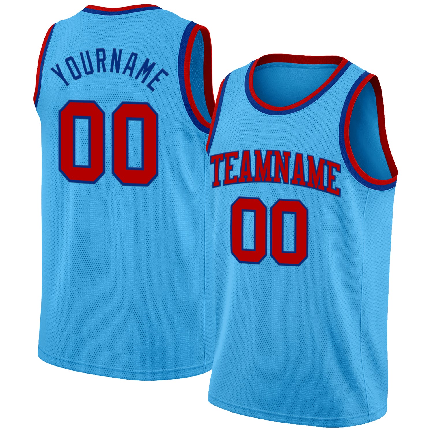 Custom Sky Blue Red-Royal Authentic Basketball Jersey