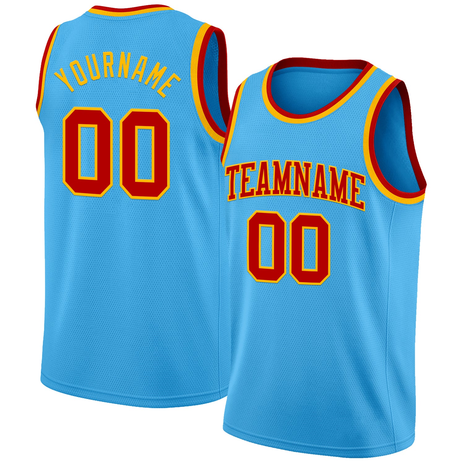 Custom Sky Blue Red-Gold Authentic Basketball Jersey