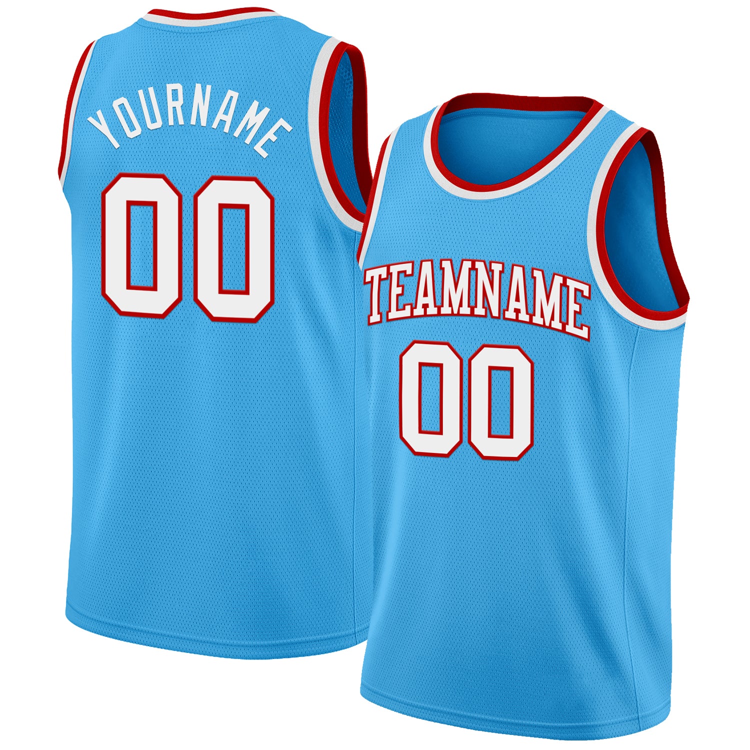 Custom Sky Blue White-Red Authentic Basketball Jersey
