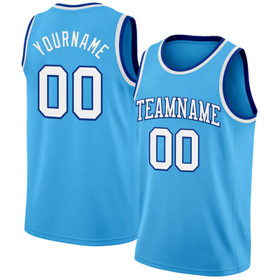 Custom Sky Blue White-Royal Authentic Basketball Jersey