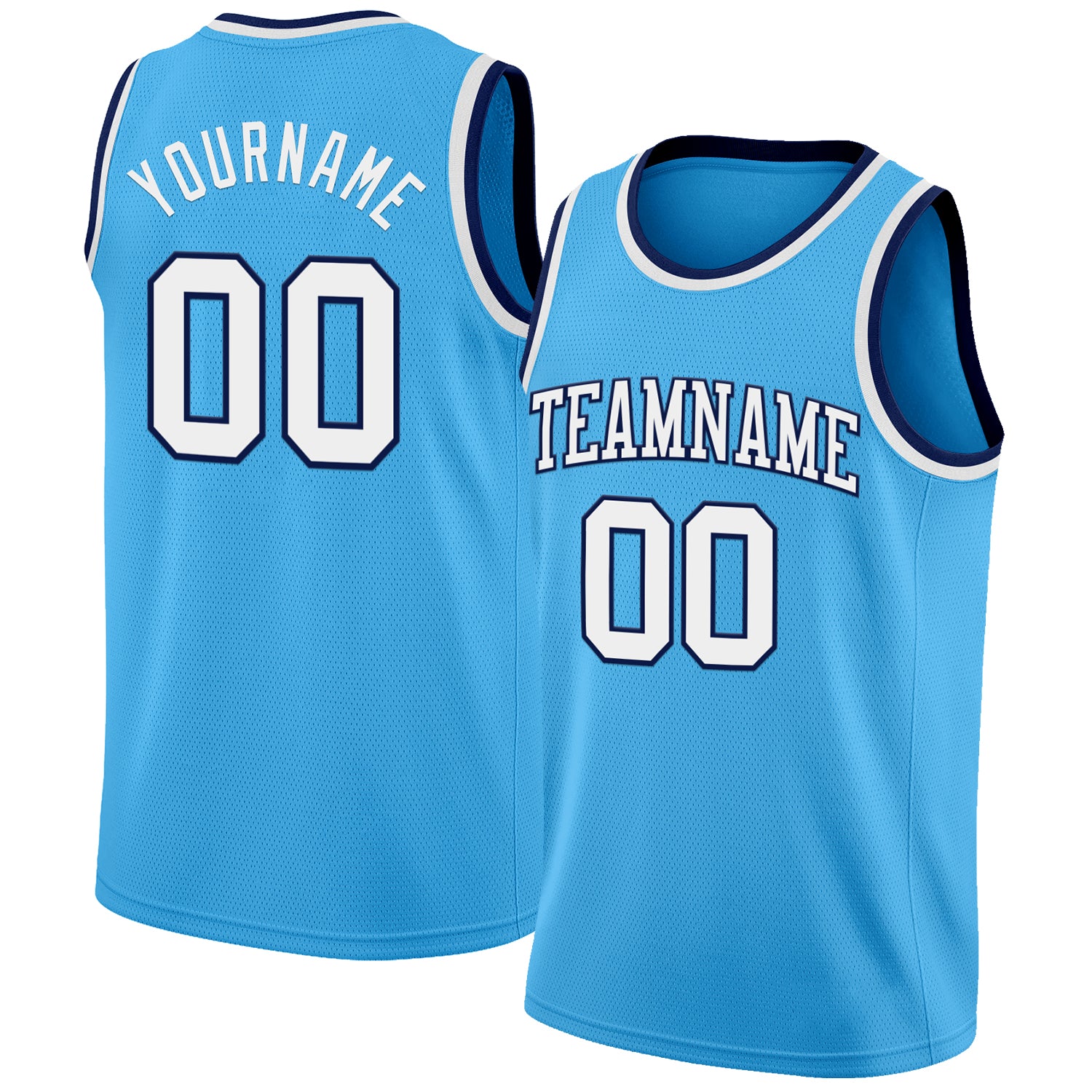 Custom Sky Blue White-Navy Authentic Basketball Jersey