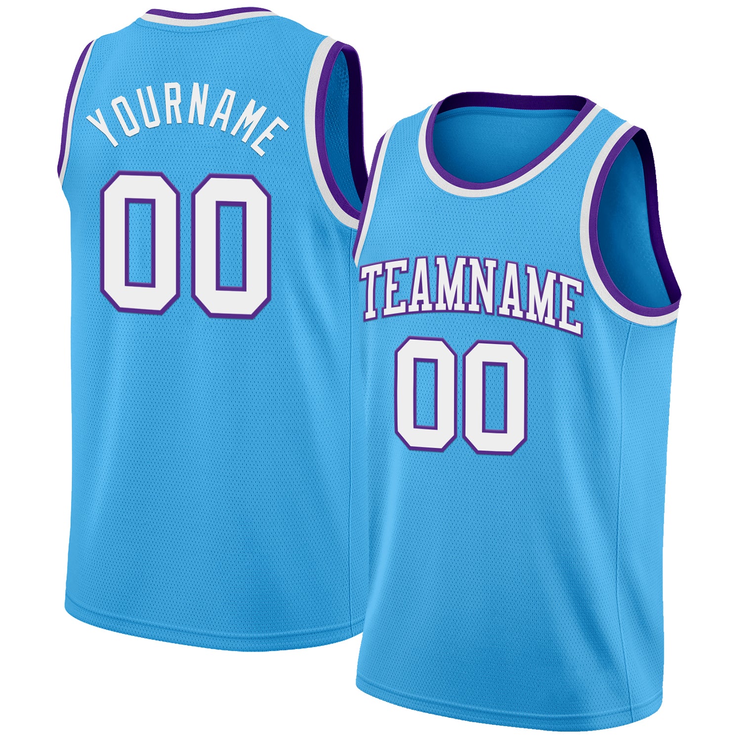 Custom Sky Blue White-Purple Authentic Basketball Jersey