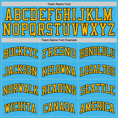 Custom Sky Blue Balck-Gold Authentic Basketball Jersey