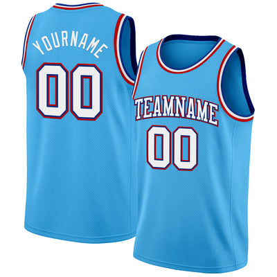 Custom Sky Blue White Royal-Red Authentic Basketball Jersey