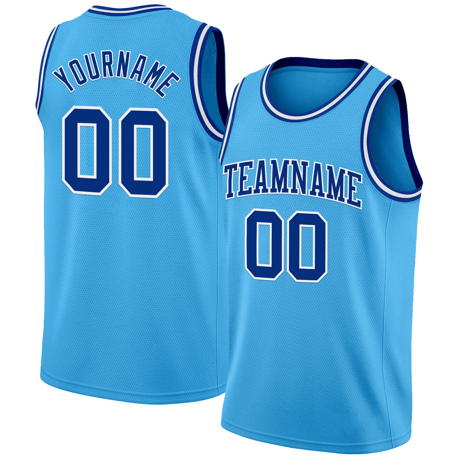 Custom Sky Blue Royal-White Authentic Basketball Jersey