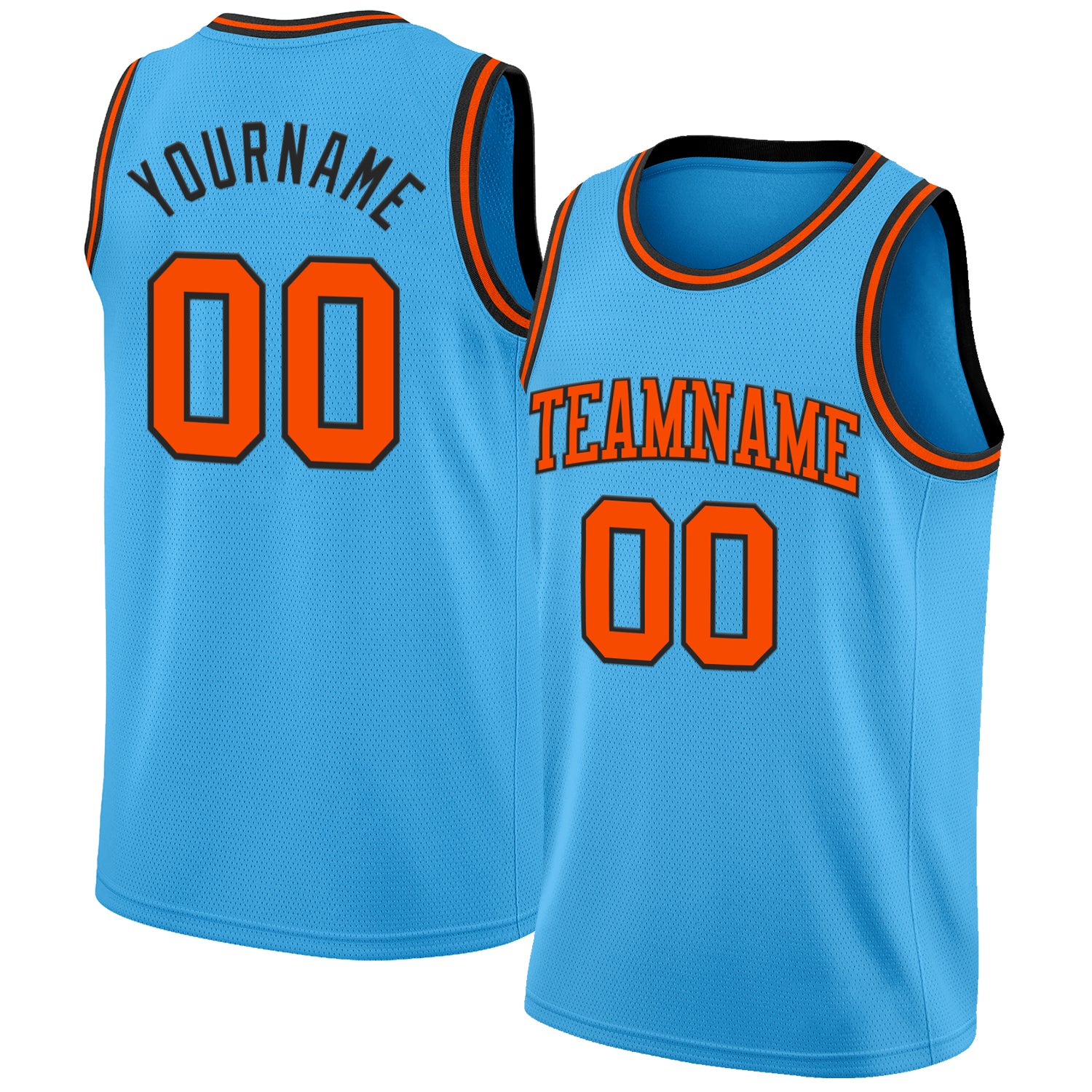 Custom Sky Blue Orange-Black Authentic Basketball Jersey