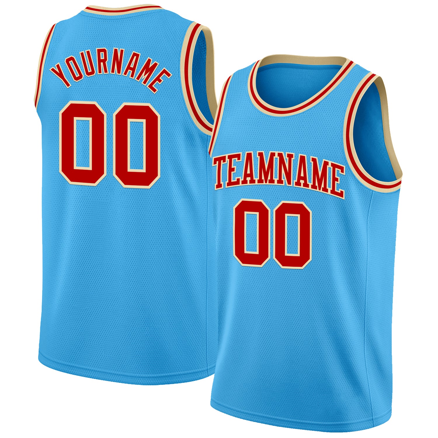 Custom Sky Blue Red-Cream Authentic Basketball Jersey