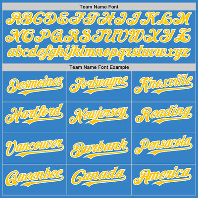 Custom Powder Blue Yellow-White Authentic Sleeveless Baseball Jersey