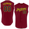Custom Crimson Navy-Gold Authentic Sleeveless Baseball Jersey