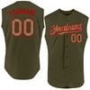 Custom Olive Camo-Red Authentic Sleeveless Salute To Service Baseball Jersey