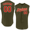 Custom Olive Red-Cream Authentic Sleeveless Salute To Service Baseball Jersey