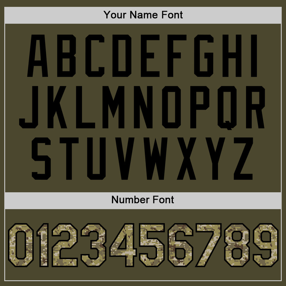 Custom Olive Camo-Black Authentic Sleeveless Salute To Service Baseball Jersey