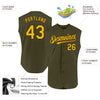 Custom Olive Gold-Black Authentic Sleeveless Salute To Service Baseball Jersey