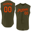 Custom Olive Orange-Black Authentic Sleeveless Salute To Service Baseball Jersey