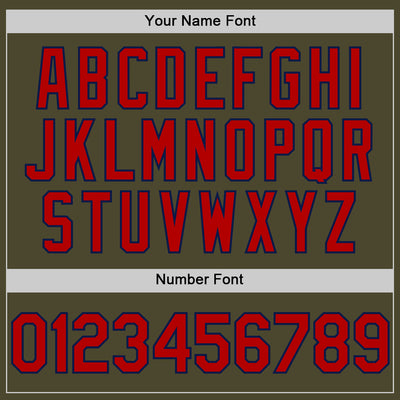 Custom Olive Red-Navy Authentic Sleeveless Salute To Service Baseball Jersey