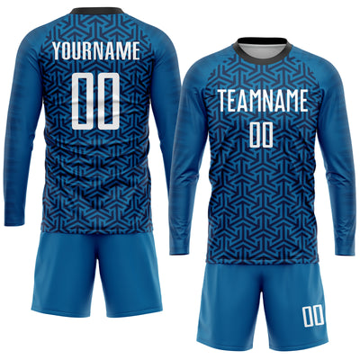 Custom Blue White-Black Sublimation Soccer Uniform Jersey