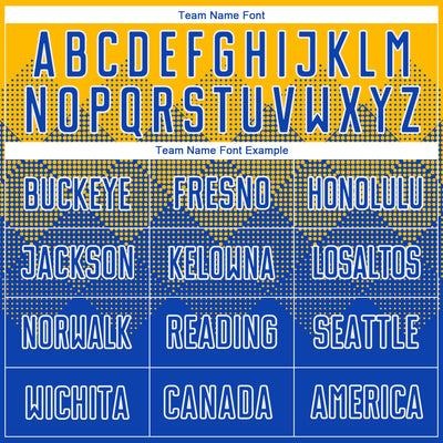 Custom Gold Royal-White Sublimation Soccer Uniform Jersey