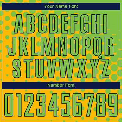 Custom Gold Neon Green-Navy Sublimation Soccer Uniform Jersey