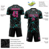Custom Black Pink-Aqua Sublimation Soccer Uniform Jersey
