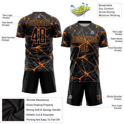 Custom Black Bay Orange Sublimation Soccer Uniform Jersey