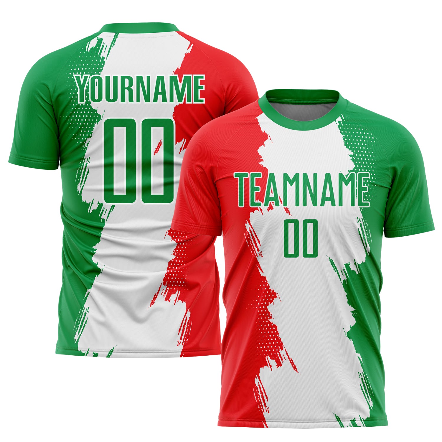 FANSIDEA Custom Soccer Jersey Uniform Grass Green Red-White Sublimation Mexico Youth Size:140