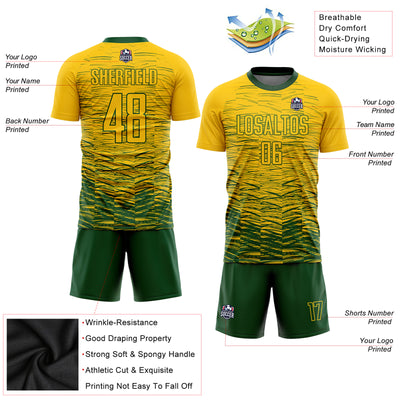 Custom Yellow Green Sublimation Soccer Uniform Jersey