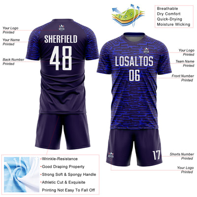 Custom Royal White Sublimation Soccer Uniform Jersey