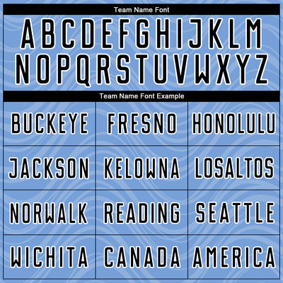 Custom Light Blue Black-White Wavy Lines Sublimation Soccer Uniform Jersey