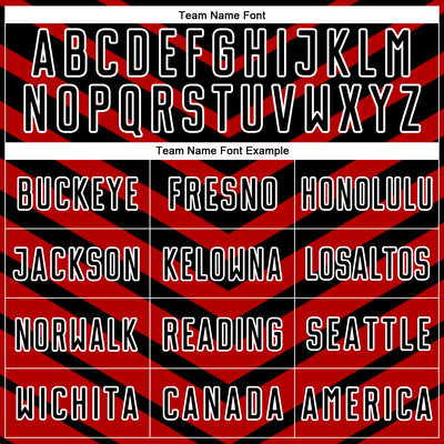 Custom Black Red-White Arrow Shapes Sublimation Soccer Uniform Jersey