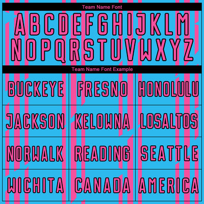 Custom Sky Blue Pink-Black Pinstripe Sublimation Soccer Uniform Jersey