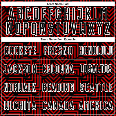 Custom Black Red-White Abstract Geometric Shapes Sublimation Soccer Uniform Jersey