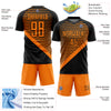 Custom Black Bay Orange Stripes Sublimation Soccer Uniform Jersey