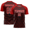 Custom Black Red-White Stars Sublimation Soccer Uniform Jersey