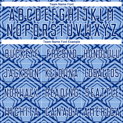 Custom Light Blue Royal-White Geometric Pattern Sublimation Soccer Uniform Jersey