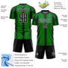 Custom Grass Green Black-White Abstract Geometric Pattern Sublimation Soccer Uniform Jersey
