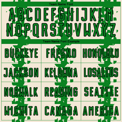 Custom Cream Grass Green-Black Abstract Geometric Pattern Sublimation Soccer Uniform Jersey