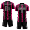 Custom Black Hot Pink-White Abstract Geometric Pattern Sublimation Soccer Uniform Jersey