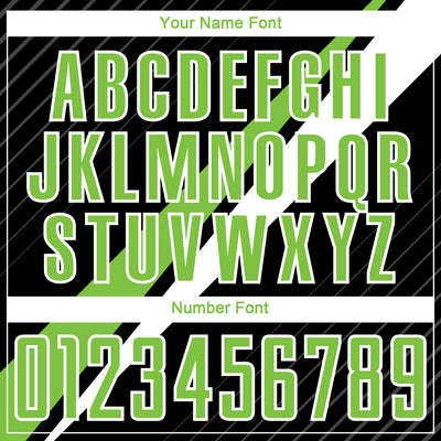 Custom Black Neon Green-White Diagonal Lines Sublimation Soccer Uniform Jersey