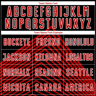 Custom Black Red-White Lines Sublimation Soccer Uniform Jersey