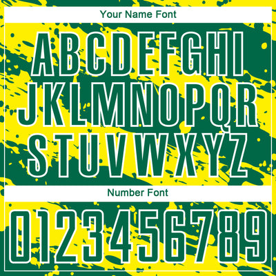 Custom Kelly Green Light Yellow-White Splash Sublimation Soccer Uniform Jersey