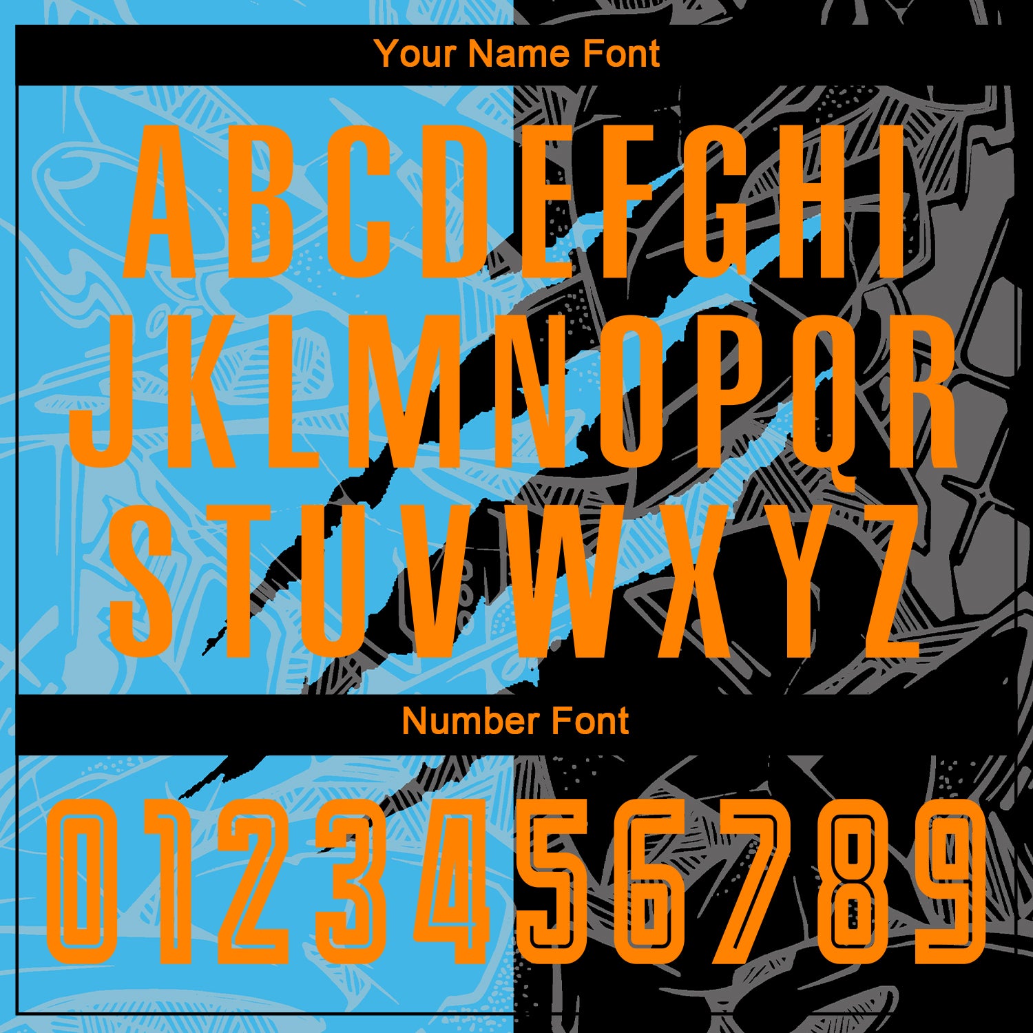 Custom Graffiti Pattern Bay Orange Black-Sky Blue Scratch Sublimation Soccer Uniform Jersey