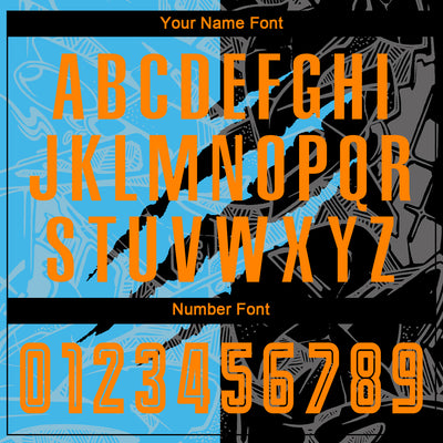 Custom Graffiti Pattern Bay Orange Black-Sky Blue Scratch Sublimation Soccer Uniform Jersey