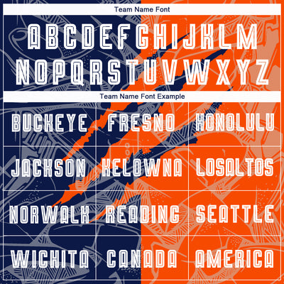 Custom Graffiti Pattern Navy-Orange Scratch Sublimation Soccer Uniform Jersey