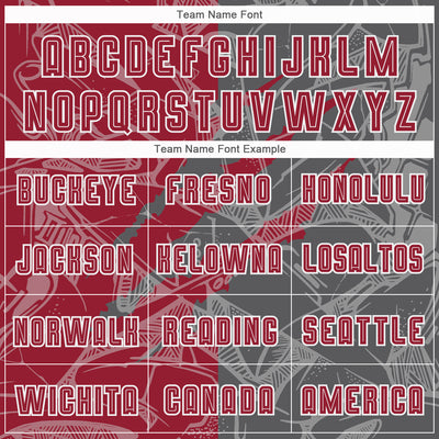 Custom Graffiti Pattern Cardinal-Steel Gray Scratch Sublimation Soccer Uniform Jersey