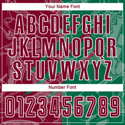 Custom Graffiti Pattern Maroon-Kelly Green Scratch Sublimation Soccer Uniform Jersey